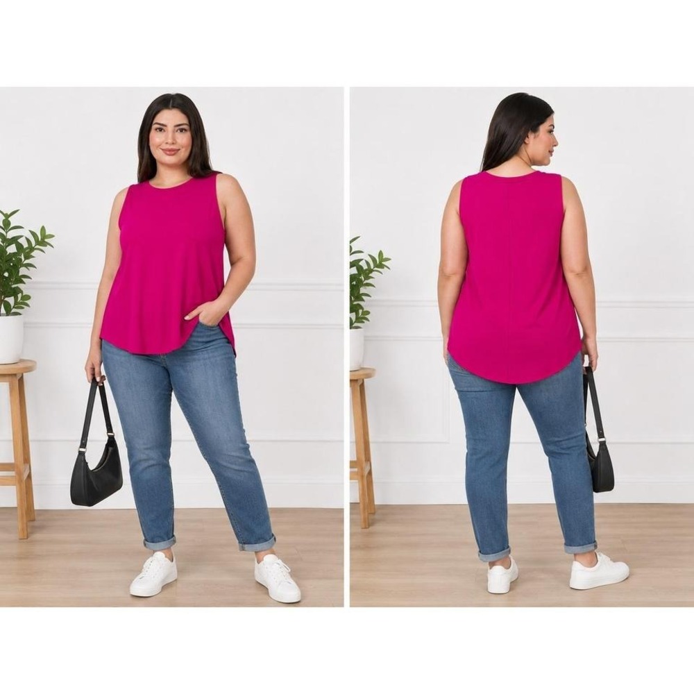 Women's Plus Size Tank Top by Zenana Hi-Low Magenta Size 1X New With Tags